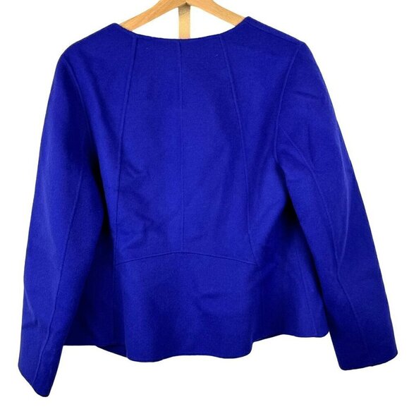 Talbots Royal Blue Wool Blend Collarless Open Front Jacket Sz L Petite EUC - Picture 5 of 5